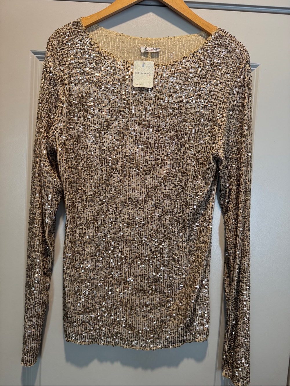 Intimately by Free People - stretch gold sequin top. Size L. New with Tags